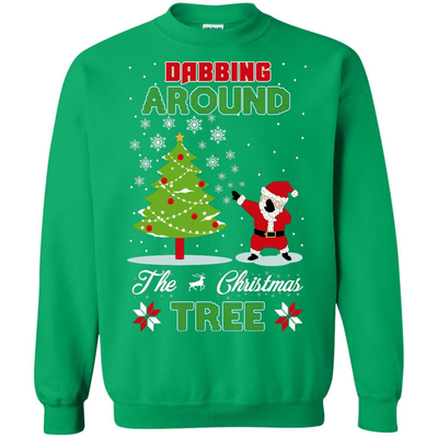 Dabbing Around The Christmas Tree-T-Shirt & Hoodie-Crewneck Sweatshirt-Irish Green
