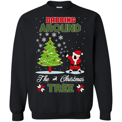 Dabbing Around The Christmas Tree-T-Shirt & Hoodie-Crewneck Sweatshirt-Black