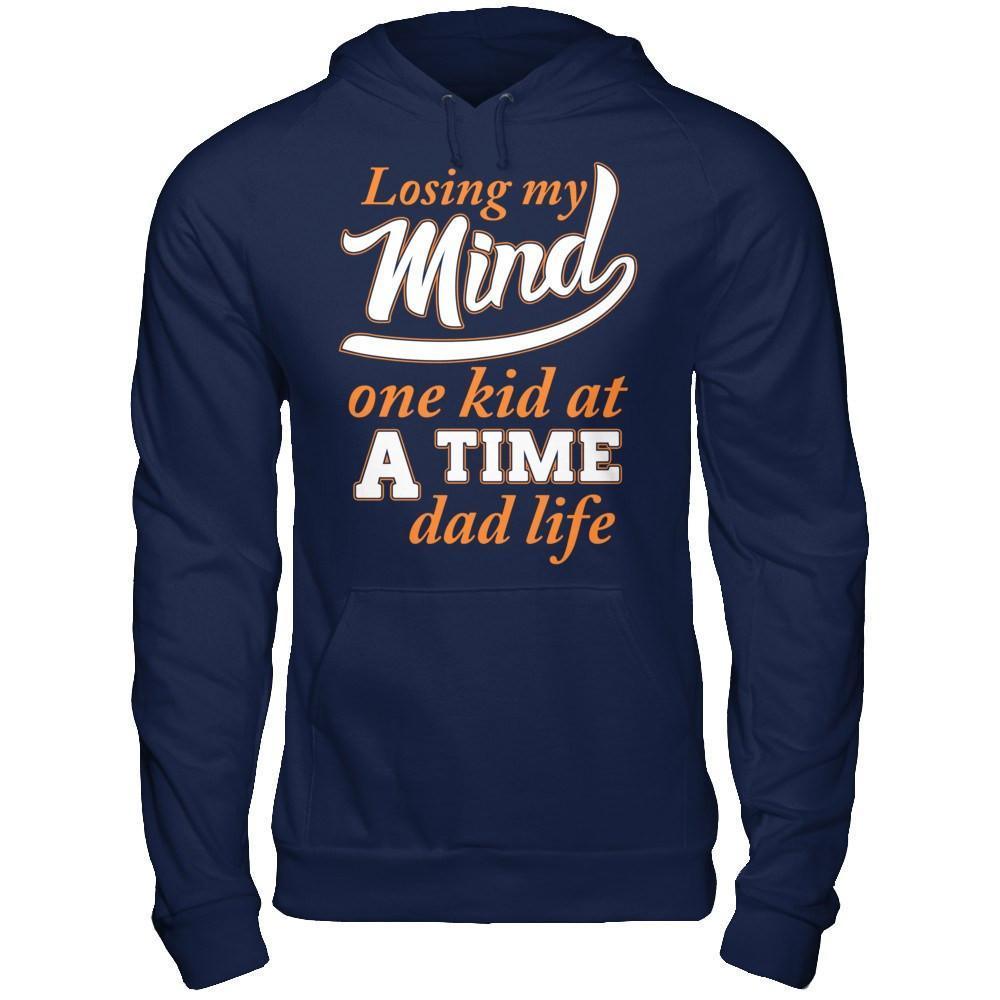 Losing My Mind One Kid At A Time Dad Life-T-Shirt & Hoodie-Pullover Hoodie-Navy