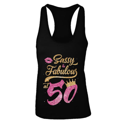 Sassy And Fabulous At 50th 1971 Birthday Gift-T-Shirt & Tank Top-Women's Ideal Racerback Tank-Black