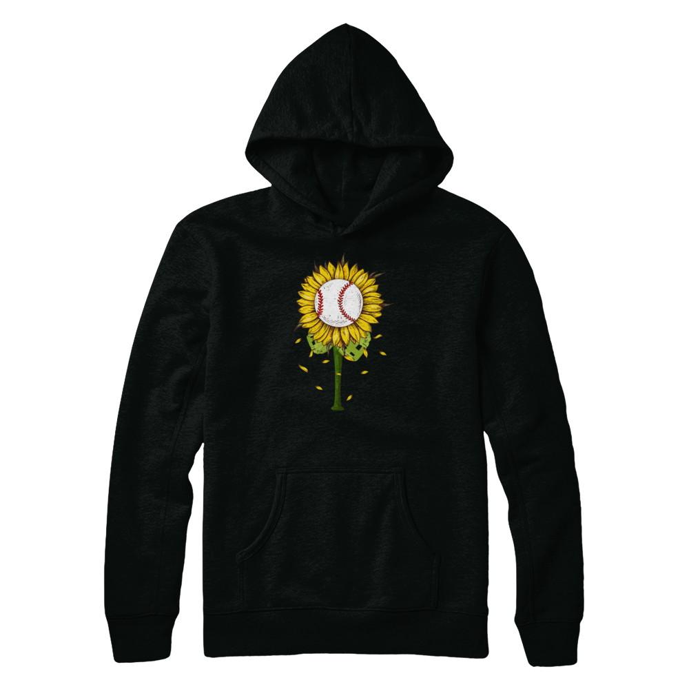 Sunflower Baseball Mom Daughter Lover Gift-T-Shirt & Tank Top-Pullover Hoodie-Black