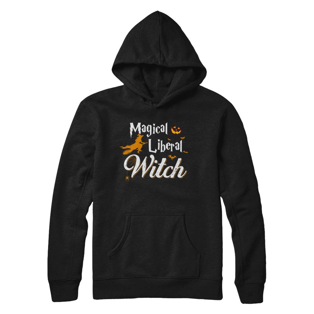 Magical Liberal Witch Happy Halloween-T-Shirt & Sweatshirt-Pullover Hoodie-Black