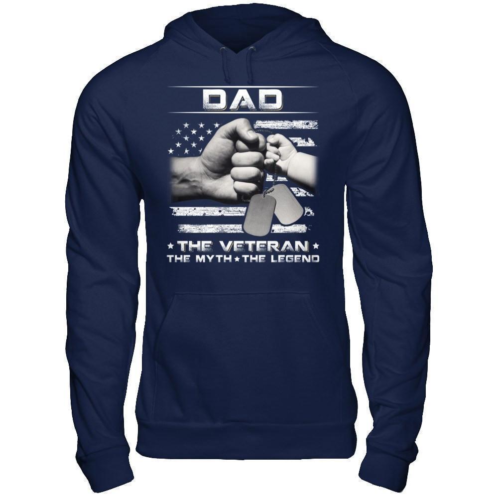 Dad The Veteran The Myth The Legend-T-Shirt & Hoodie-Pullover Hoodie-Navy