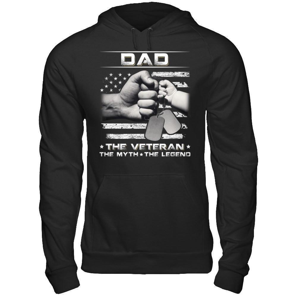Dad The Veteran The Myth The Legend-T-Shirt & Hoodie-Pullover Hoodie-Black