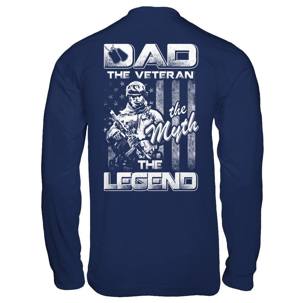Dad The Veteran The Myth The Legend-T-Shirt & Hoodie-Long Sleeve T-Shirt-Navy