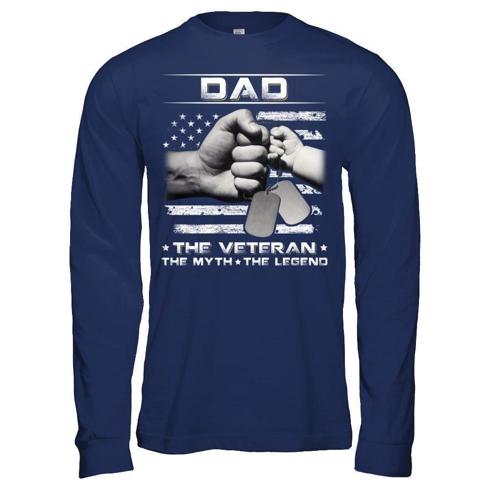Dad The Veteran The Myth The Legend-T-Shirt & Hoodie-Long Sleeve T-Shirt-Navy