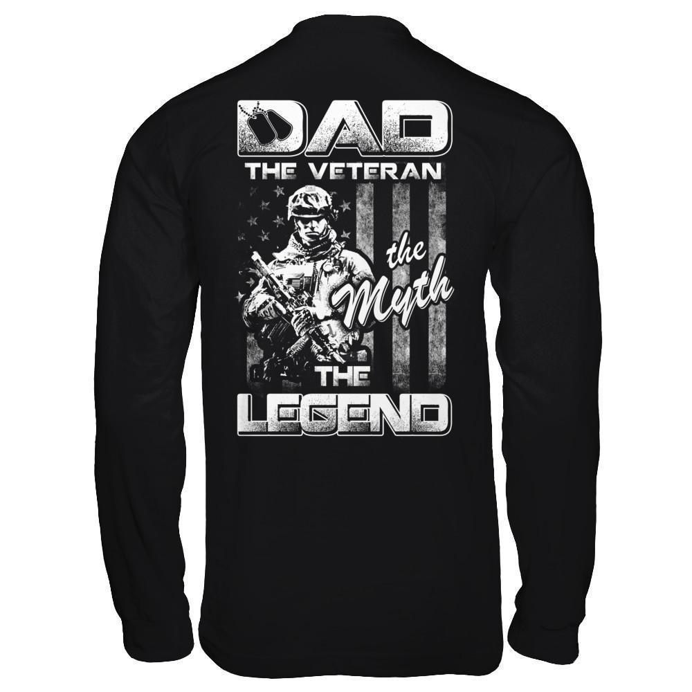 Dad The Veteran The Myth The Legend-T-Shirt & Hoodie-Long Sleeve T-Shirt-Black