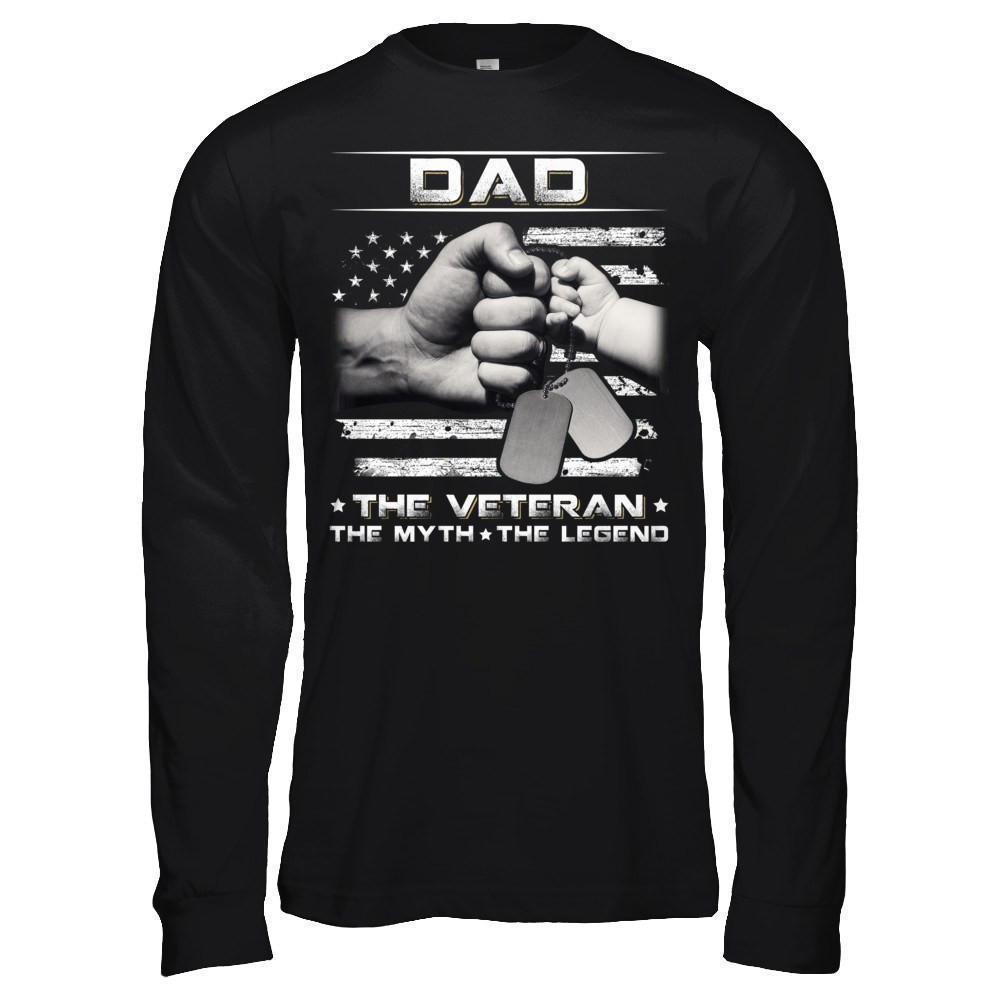 Dad The Veteran The Myth The Legend-T-Shirt & Hoodie-Long Sleeve T-Shirt-Black