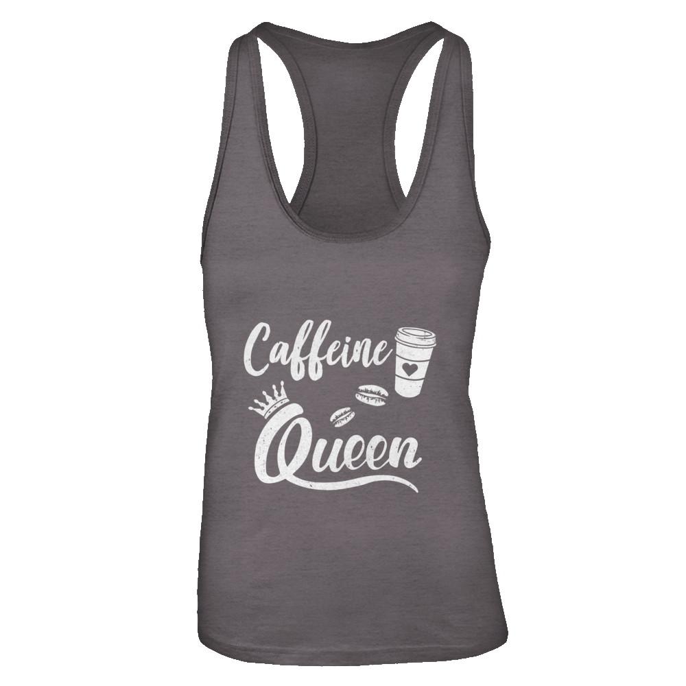 Caffeine Queen Coffee Queen Funny-T-Shirt & Tank Top-Women's Ideal Racerback Tank-Dark Grey