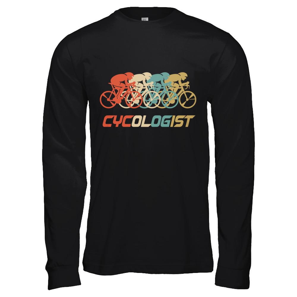 Vintage Cycologist Bicycle Funny Cycling-T-Shirt & Hoodie-Long Sleeve T-Shirt-Black
