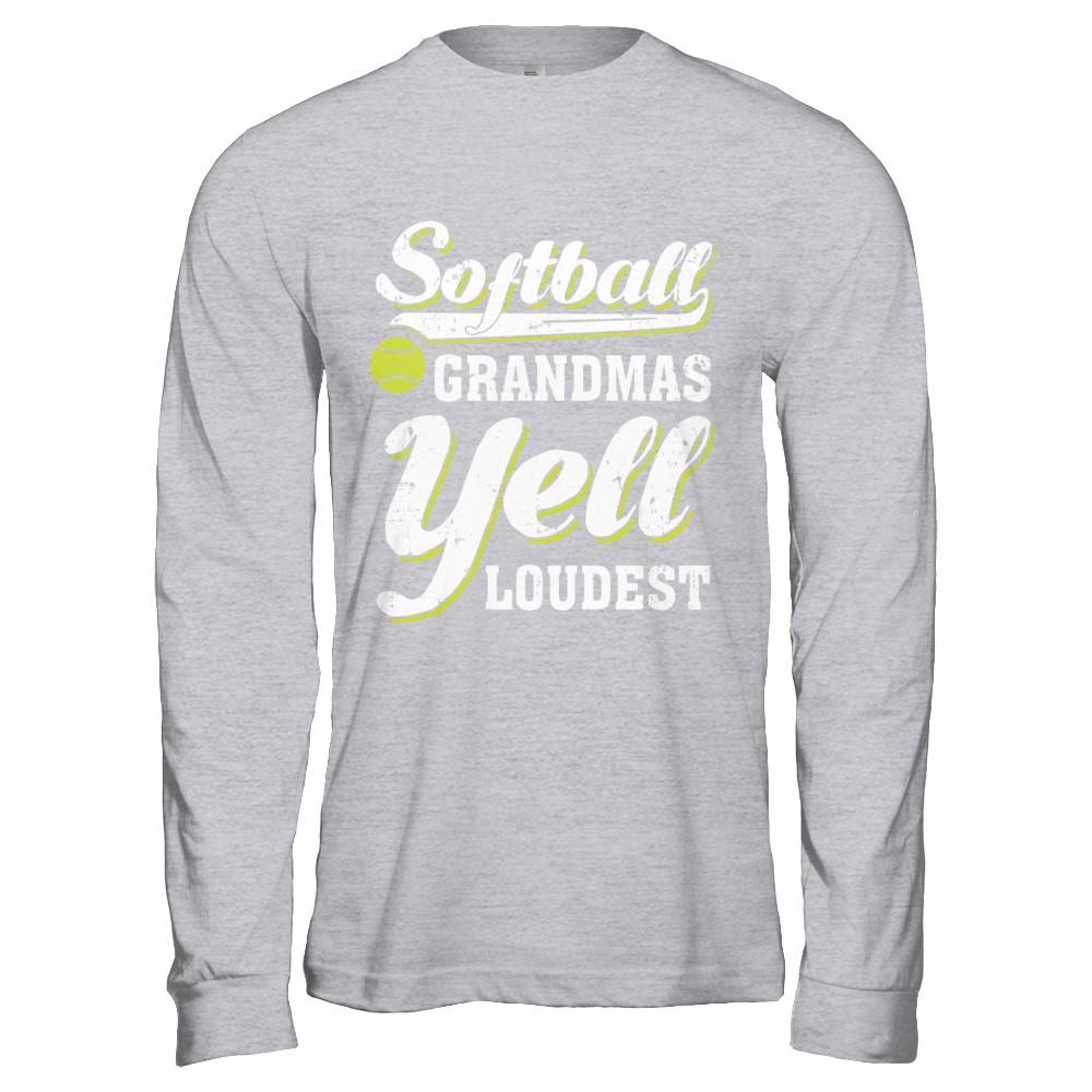 Softball Grandmas Yell Loudest-T-Shirt & Hoodie-Long Sleeve T-Shirt-Sport Grey