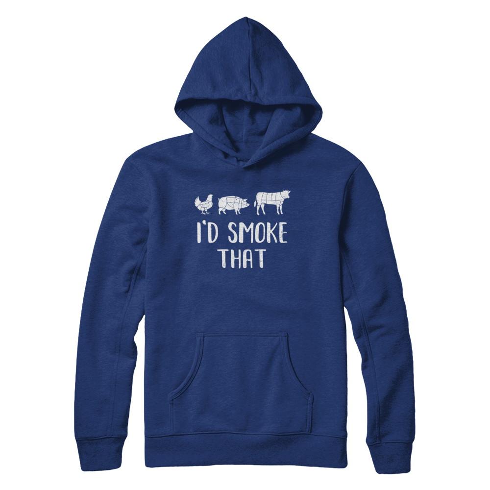 I'd Smoke That Fun BBQ Barbecue Smoker Chef-T-Shirt & Hoodie-Pullover Hoodie-Deep Royal