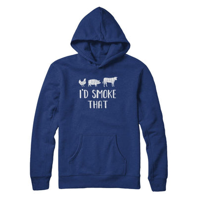I'd Smoke That Fun BBQ Barbecue Smoker Chef-T-Shirt & Hoodie-Pullover Hoodie-Deep Royal