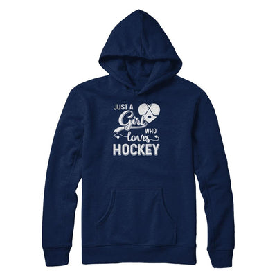 Just A Girl Who Loves Hockey-T-Shirt & Tank Top-Pullover Hoodie-Navy