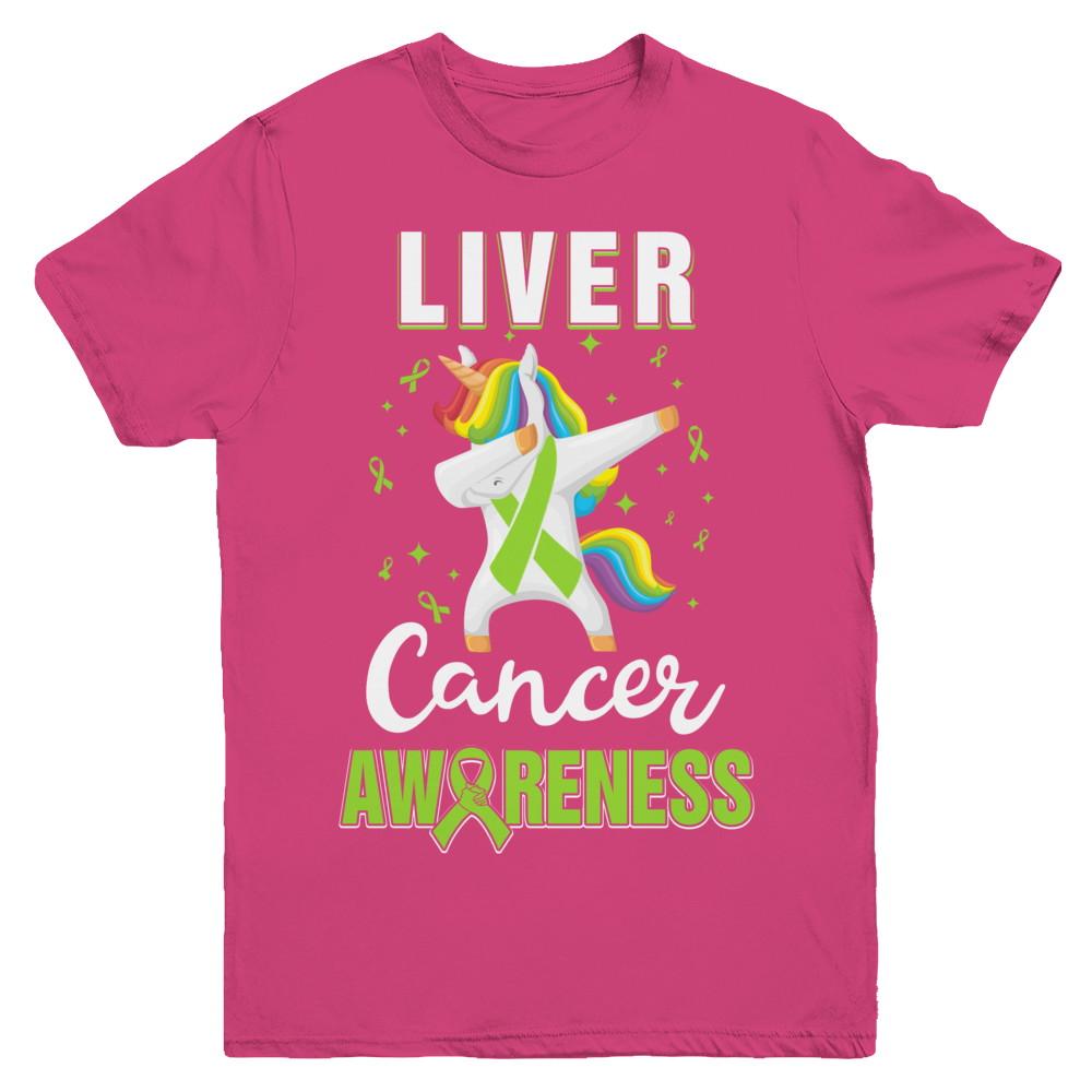Inspirational Liver Cancer Awareness Unicorn Support Youth-Youth Shirt-Youth T-Shirt-Heliconia