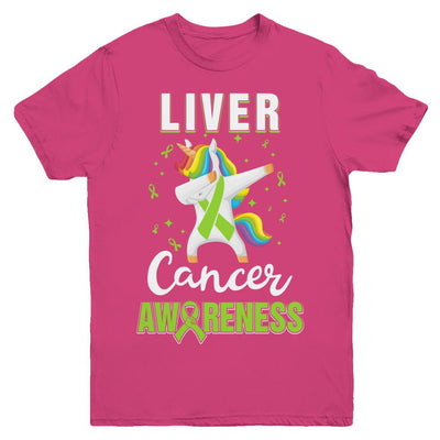Inspirational Liver Cancer Awareness Unicorn Support Youth-Youth Shirt-Youth T-Shirt-Heliconia