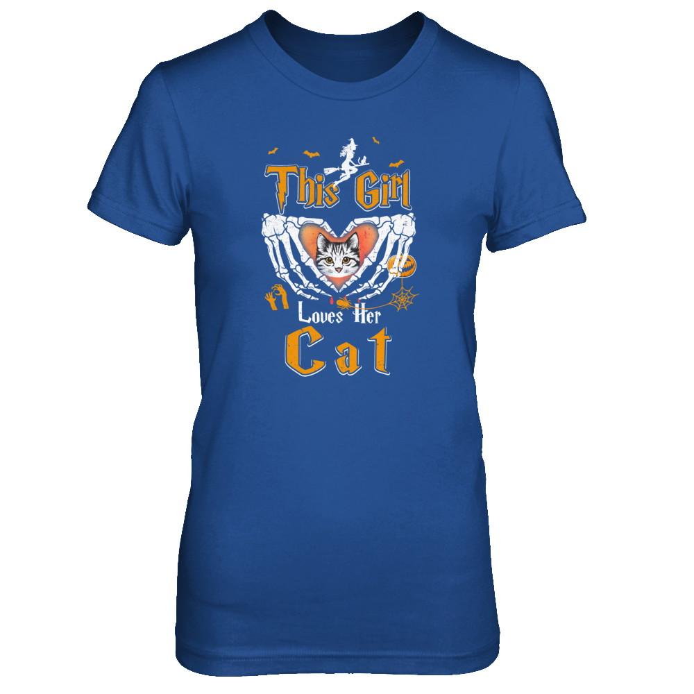 This Girl Love Her Cat Halloween-T-Shirt & Tank Top-Women's T-Shirt-Royal