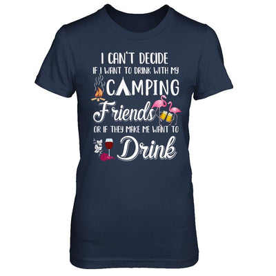 I Want To Drink With My Camping Friends Flamingo-T-Shirt & Hoodie-Women's T-Shirt-Navy