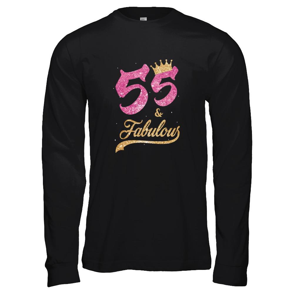 55 And Fabulous 1966 55th Birthday Gift-T-Shirt & Tank Top-Long Sleeve T-Shirt-Black