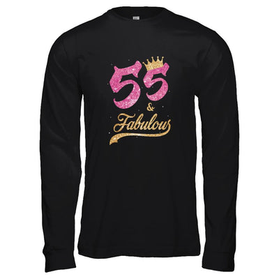 55 And Fabulous 1966 55th Birthday Gift-T-Shirt & Tank Top-Long Sleeve T-Shirt-Black