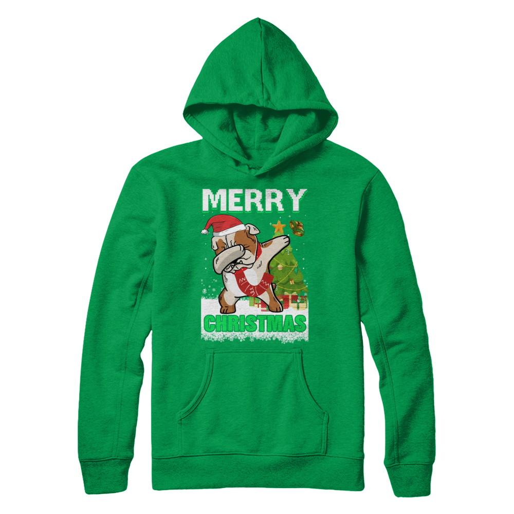 Cute Bulldog Claus Merry Christmas Ugly Sweater-T-Shirt & Sweatshirt-Pullover Hoodie-Irish Green