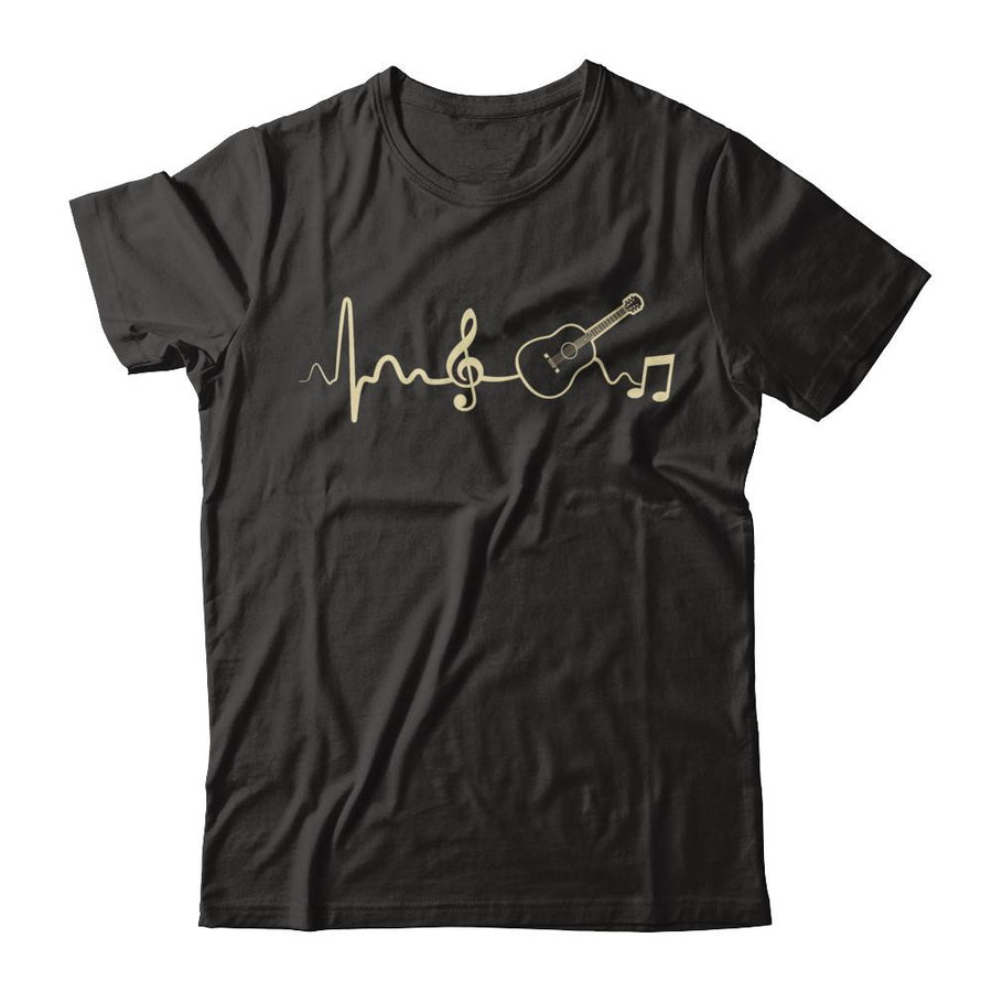 Acoustic Guitar Heartbeat-T-Shirt & Hoodie-Premium T-Shirt-Black