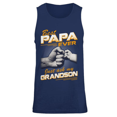 Best Papa Ever Just Ask My Grandson-T-Shirt & Hoodie-Unisex Tank-Navy