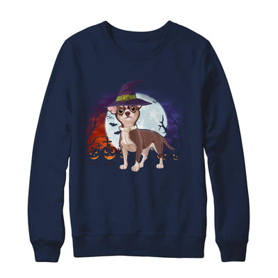 Cute Halloween Chihuahua Puppy Pumpkins-T-Shirt & Sweatshirt-Crewneck Sweatshirt-Navy