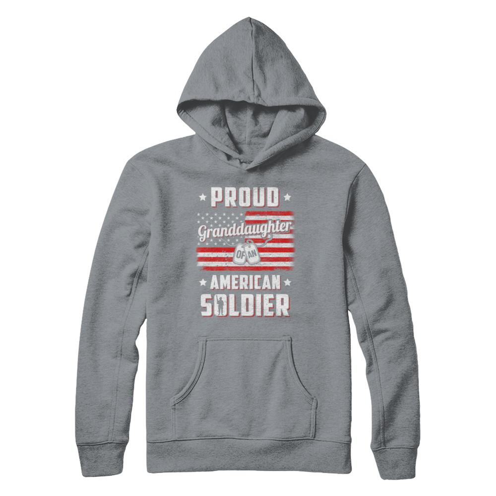 Proud Granddaughter Of A Soldier Army Papa Veteran-T-Shirt & Hoodie-Pullover Hoodie-Light Steel