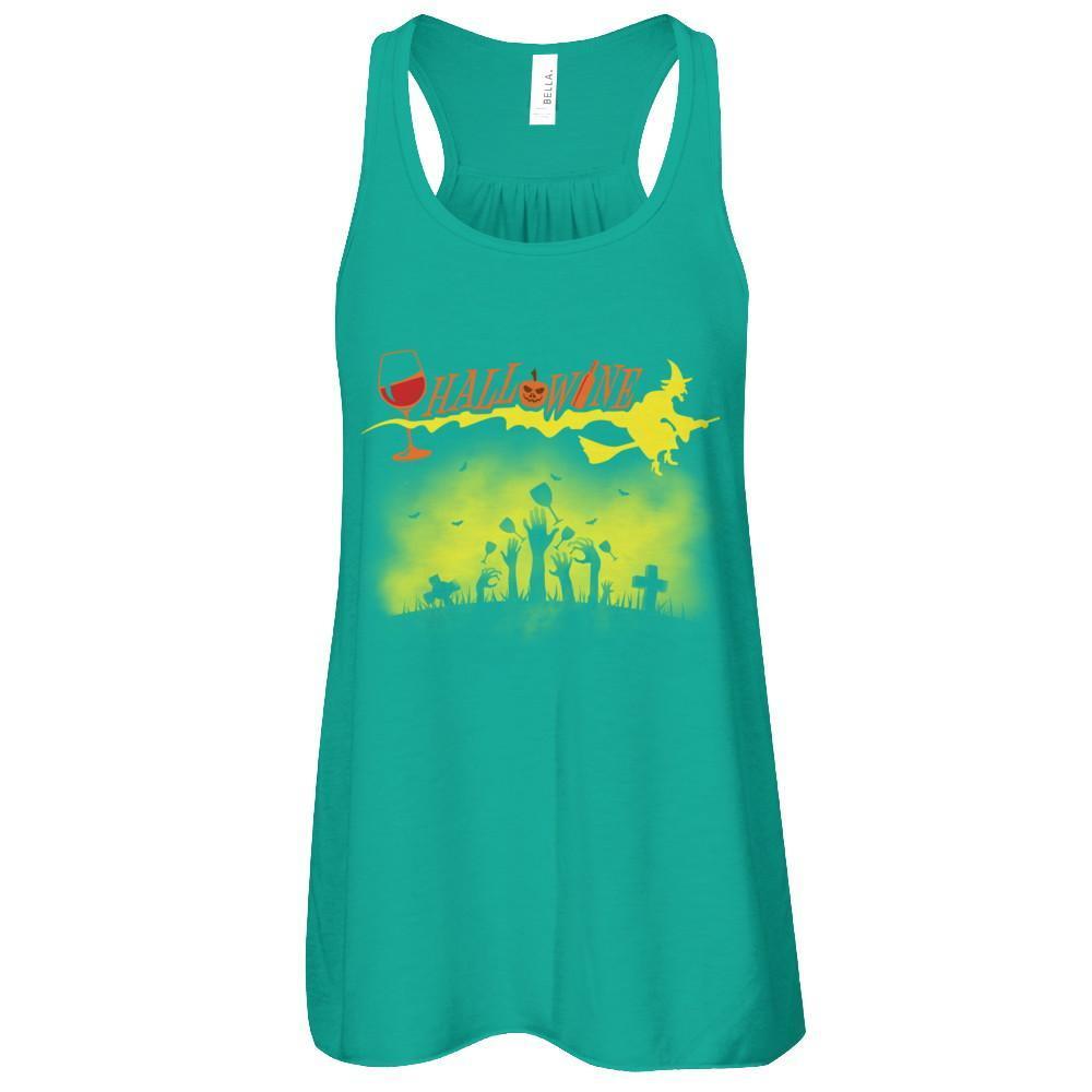 Happy Hallowine Funny Halloween Wine Drinkers 2017-T-Shirt & Tank Top-Women's Flowy Racerback Tank-Kelly