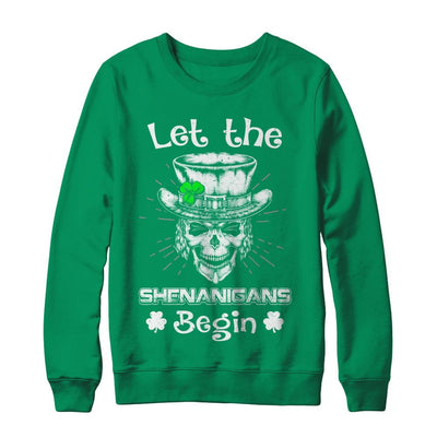 Let The Shenanigans Begin St Patricks Day-T-Shirt & Hoodie-Crewneck Sweatshirt-Irish Green