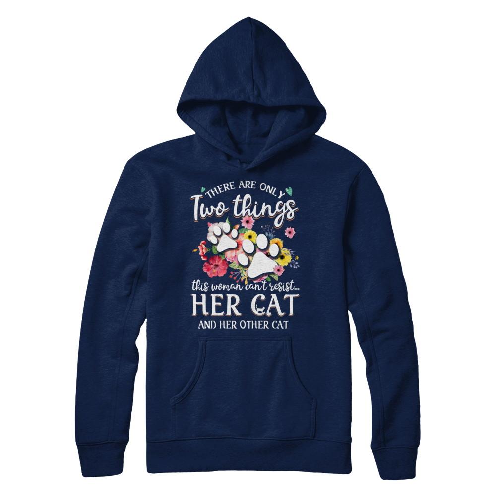 This Woman Can't Resist Her Cat And Her Other Cat-T-Shirt & Hoodie-Pullover Hoodie-Navy