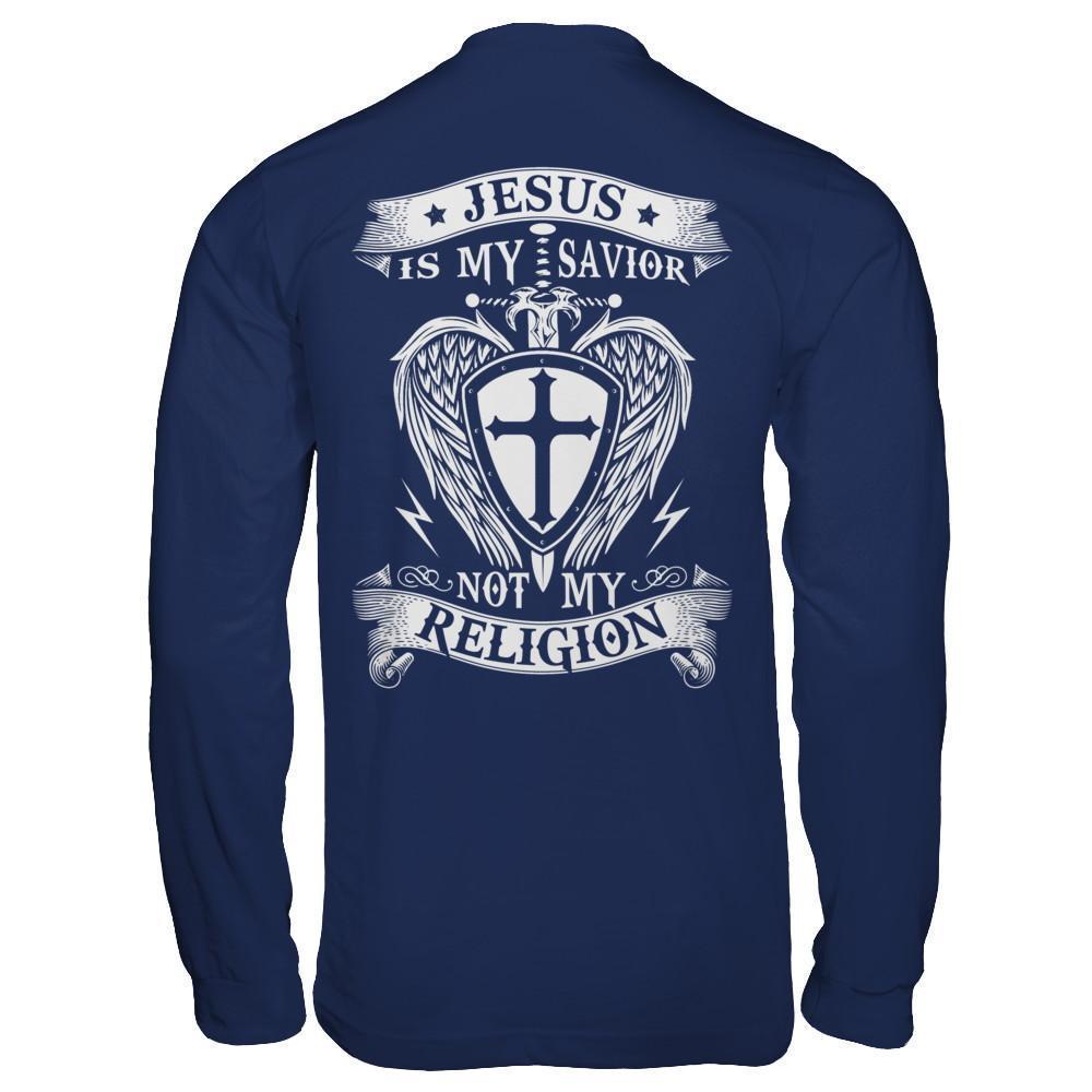 Knight Templar Jesus Is My Savior Not My Religion-T-Shirt & Hoodie-Long Sleeve T-Shirt-Navy