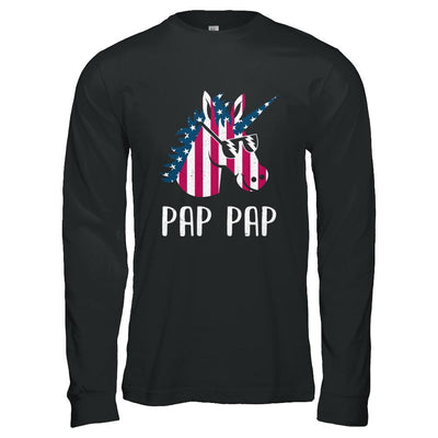 Patriotic Pap Pap Unicorn Americorn 4Th Of July-T-Shirt & Hoodie-Long Sleeve T-Shirt-Black