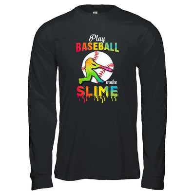 Play Baseball Make Slime Watercolor For Girl Women-T-Shirt & Tank Top-Long Sleeve T-Shirt-Black