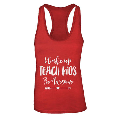Wake Up Teach Kids Be Awesome-T-Shirt & Tank Top-Women's Ideal Racerback Tank-Red