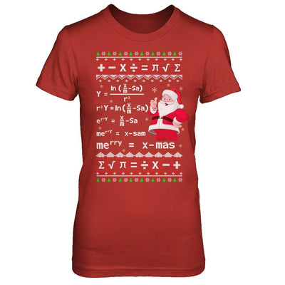 Funny Merry Xmas In Math Ugly Christmas Sweater-T-Shirt & Sweatshirt-Women's T-Shirt-Red