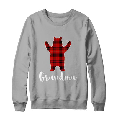 Red Grandma Bear Buffalo Plaid Family Christmas Pajamas-T-Shirt & Sweatshirt-Crewneck Sweatshirt-Light Steel