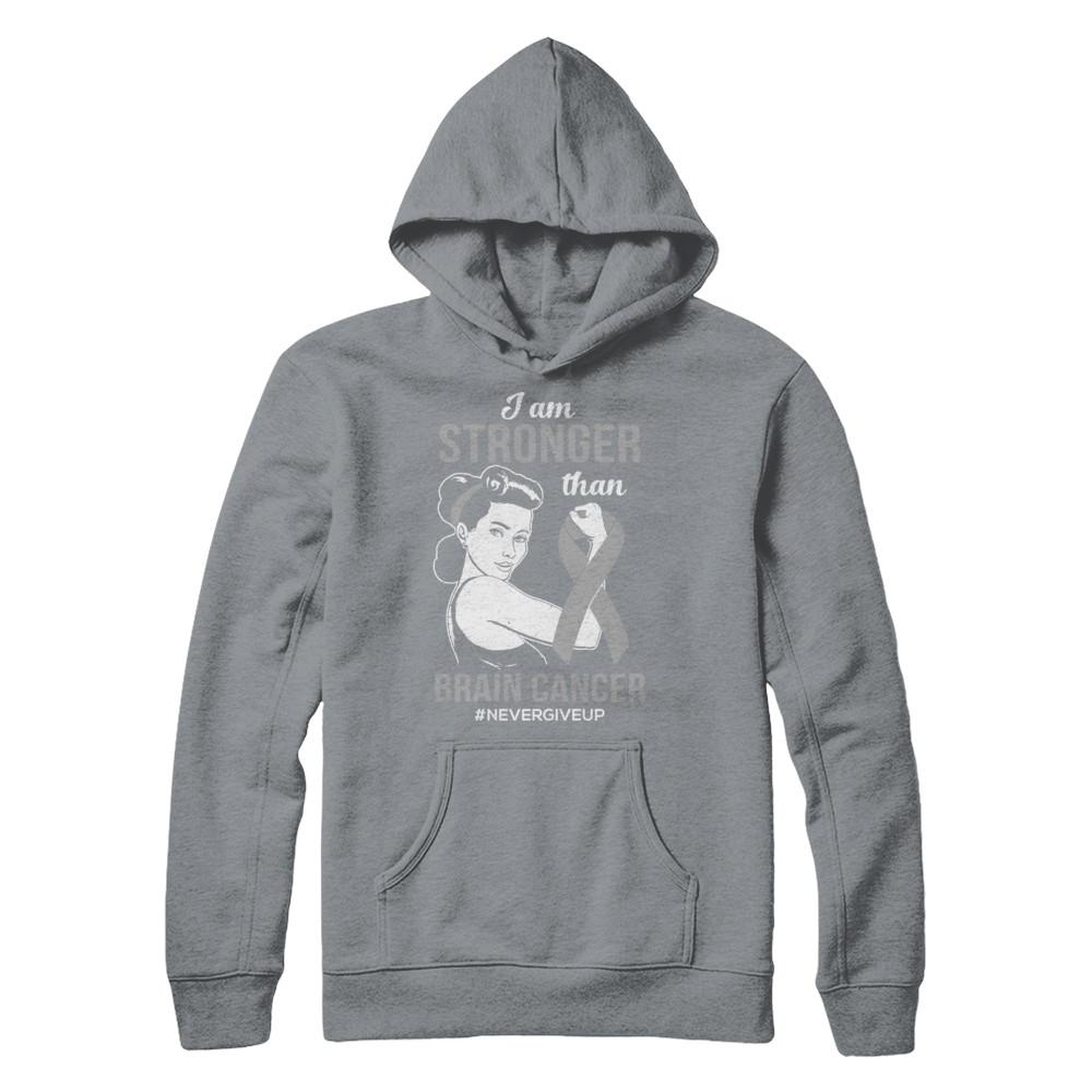 I Am Stronger Than Brain Cancer Awareness Support-T-Shirt & Hoodie-Pullover Hoodie-Light Steel