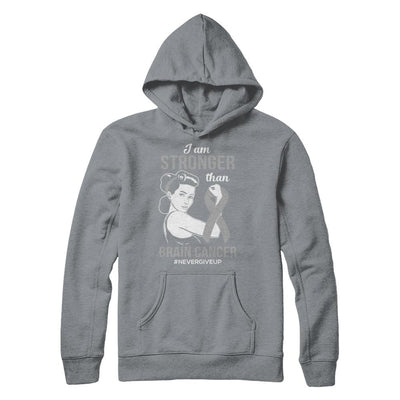 I Am Stronger Than Brain Cancer Awareness Support-T-Shirt & Hoodie-Pullover Hoodie-Light Steel