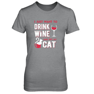 I Just Want To Drink Wine And Pet My Cat-T-Shirt & Tank Top-Women's T-Shirt-Sport Grey