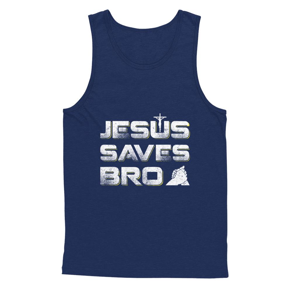 Jesus Saves Bro-T-Shirt & Hoodie-Unisex Tank-Navy