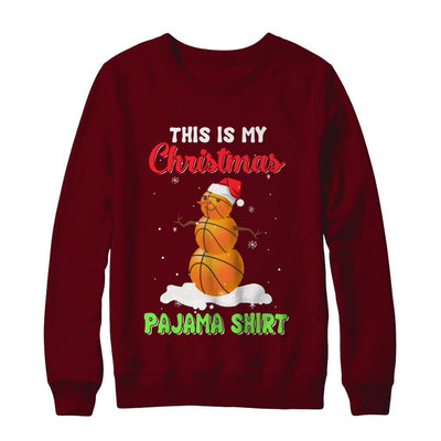 This Is My Christmas Pajama Xmas Snowman Basketball-T-Shirt & Sweatshirt-Crewneck Sweatshirt-Maroon