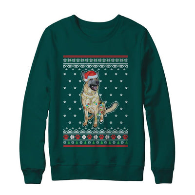 German Shepherd Christmas Ugly Sweater Lights Dog Xmas Gift-T-Shirt & Sweatshirt-Crewneck Sweatshirt-Deep Forest
