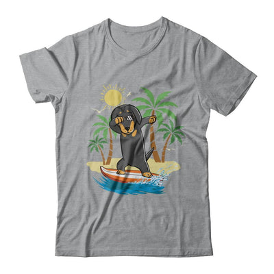 Summer Vacation Dabbing Dachshund Surfing Surfboard Gift-T-Shirt & Hoodie-Classic T-Shirt-Sport Grey