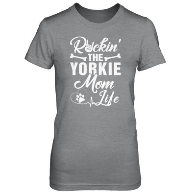 Rockin The Yorkie Mom Life-T-Shirt & Tank Top-Women's T-Shirt-Sport Grey