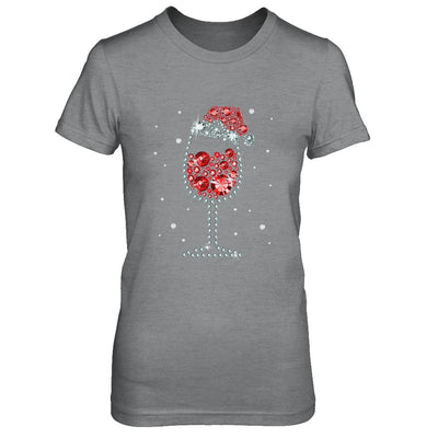 Diamond Wine Glasses Santa Hat Christmas-T-Shirt & Sweatshirt-Women's T-Shirt-Sport Grey