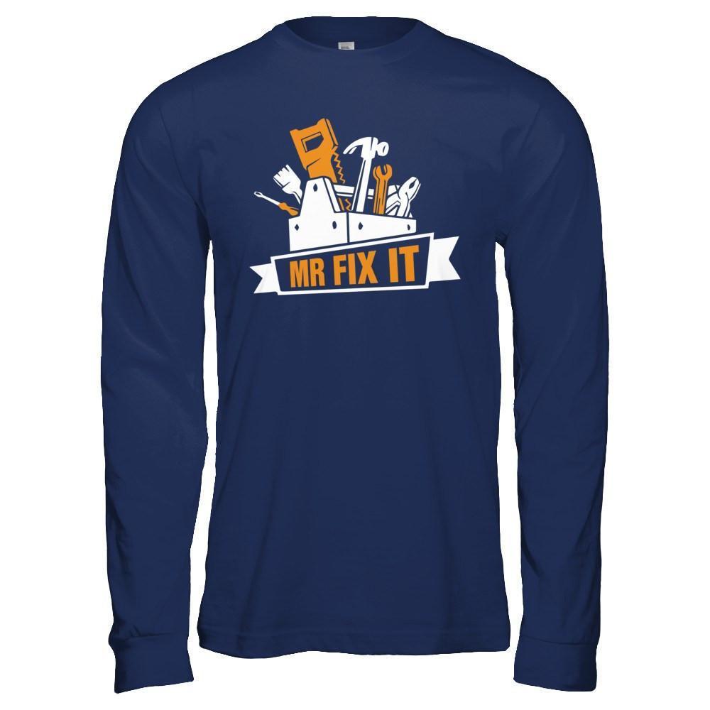 Mr Fix It-T-Shirt & Hoodie-Long Sleeve T-Shirt-Navy