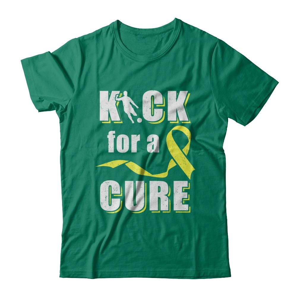 Kick For A Cure Soccer Yellow Childhood Cancer Awareness-T-Shirt & Hoodie-Classic T-Shirt-Kelly Green