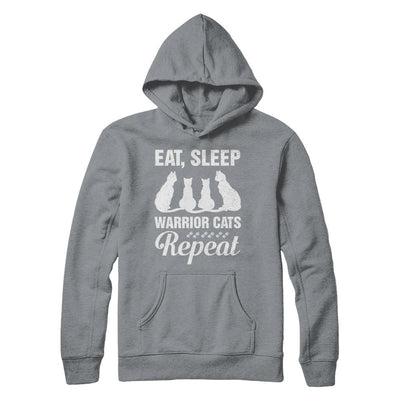 Eat Sleep Warrior Cats Repeat Funny Cat Mom Gifts-T-Shirt & Hoodie-Pullover Hoodie-Light Steel